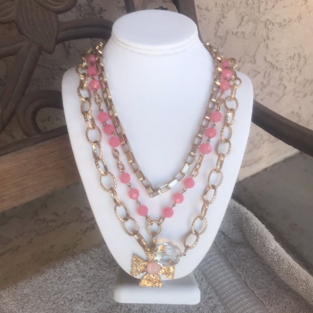 Crave Pink Triple Chain Necklace